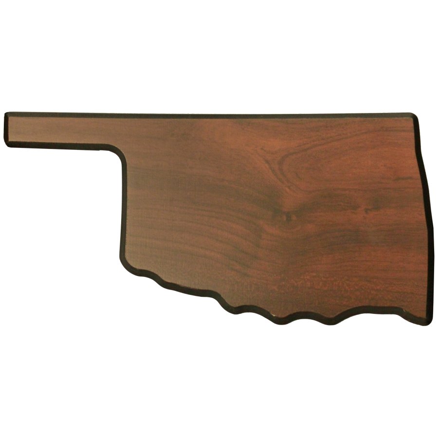 Engraved Walnut Finish Black Edge Oklahoma State Plaque