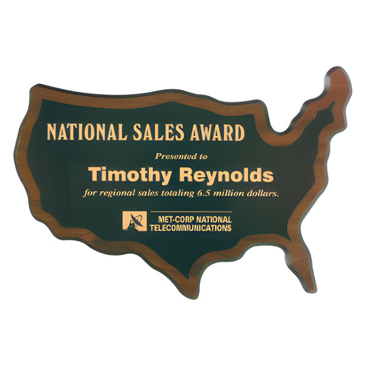 Engraved Walnut Finish Black Edge United States of America Plaque