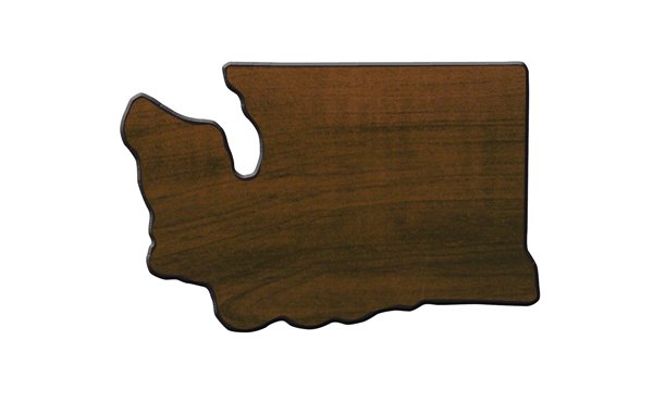 Engraved Walnut Finish Black Edge Washington State Plaque - 6 1/2 x 10 in