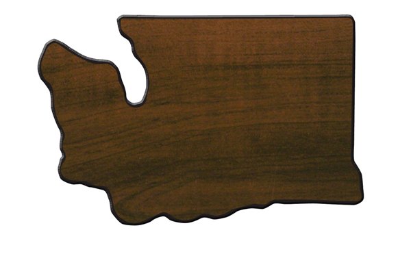 Engraved Walnut Finish Black Edge Washington State Plaque - 7 3/8 x 11 3/8 in
