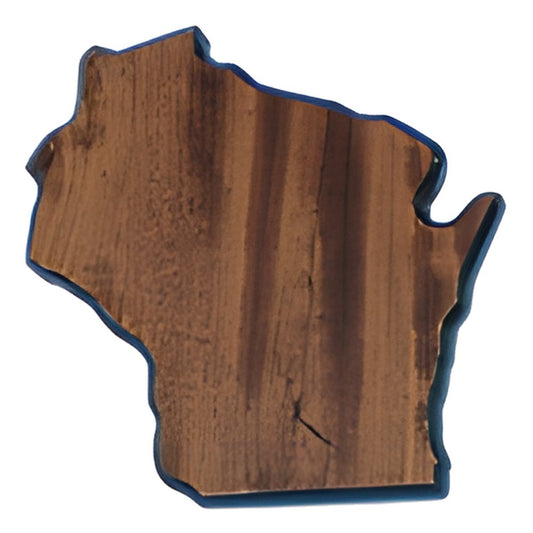Engraved Walnut Finish Black Edge Wisconsin State Plaque