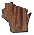 Engraved Walnut Finish Black Edge Wisconsin State Plaque - 5 x 7 in