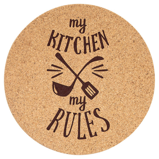 Engraved Round Cork Trivet