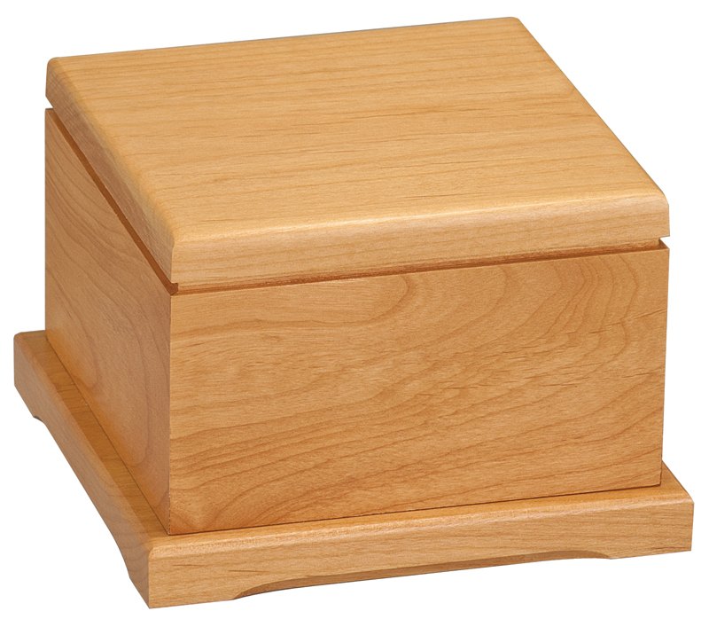 Engraved Red Alder Pet Urn with Lid - 5 1/2 x 3 1/4 x 5 1/2 in