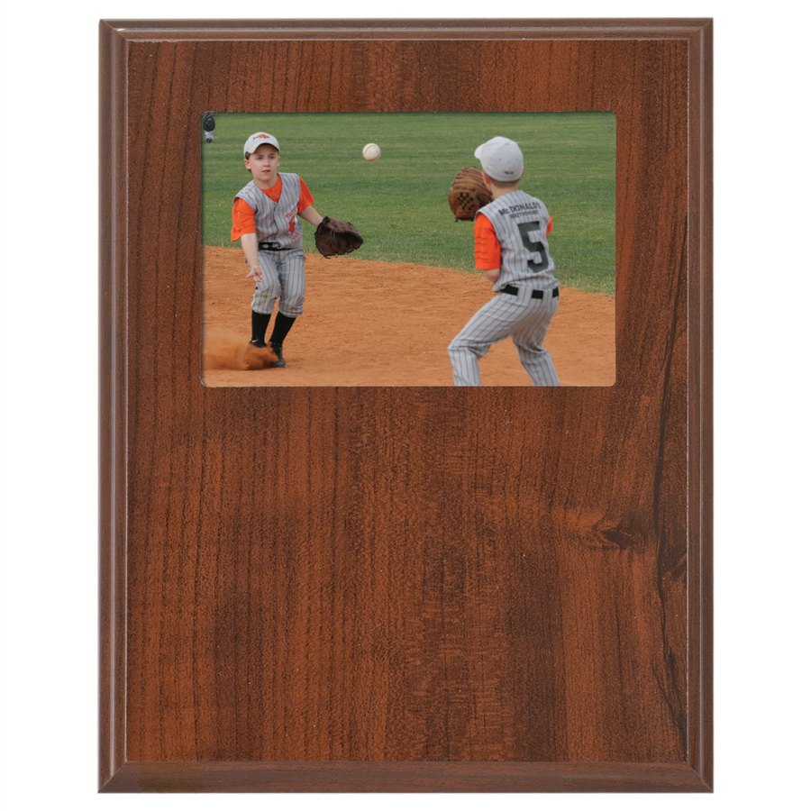 Engraved Value Slide-In Frame Plaque - Cherry / 7 x 9 in (5 x 3 1/2 window)