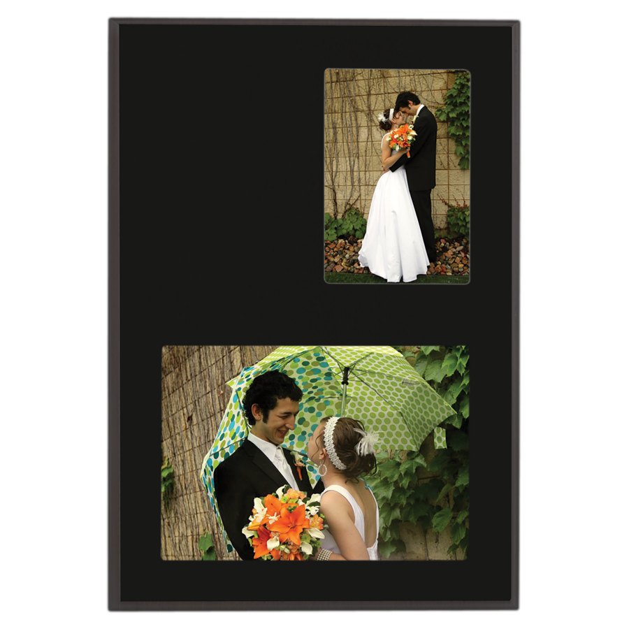 Engraved Value Slide-In Frame Plaque - Matte Black / 9 x 13 in (3 1/2 x 5 and 7 x 5 windows)