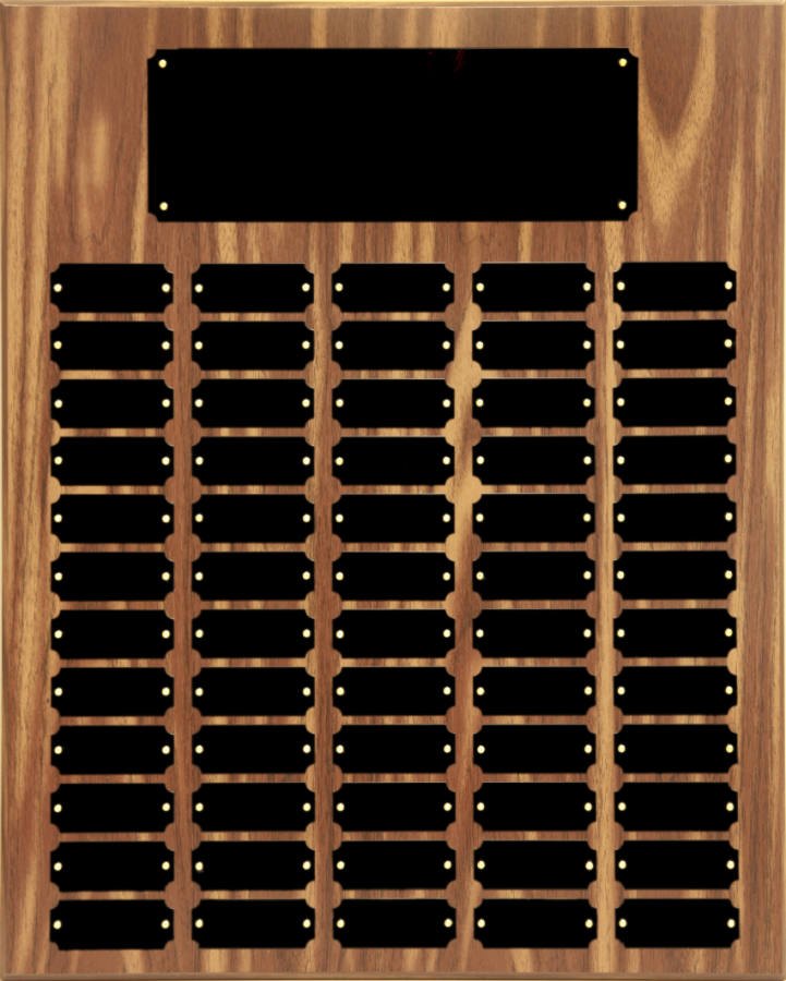 Engraved Walnut Finish Perpetual Plaque with Plates - Black Plates / 16 x 20 in / 60
