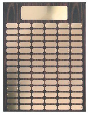 Engraved Walnut Finish Perpetual Plaque with Plates - Gold Plates / 18 x 24 in / 84