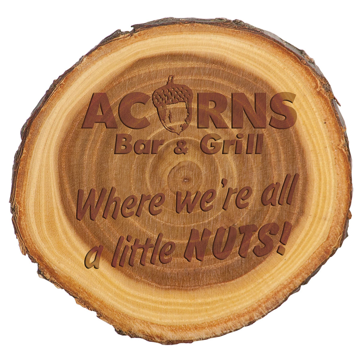 Engraved Old West Log Elmwood Plaque - 7 in