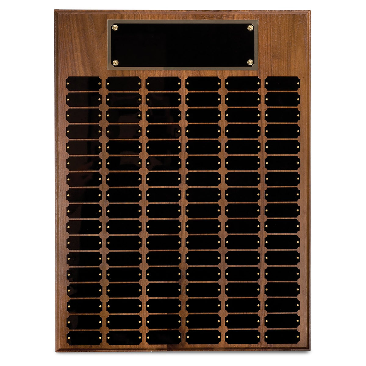 Engraved Genuine Walnut Perpetual Plaque - 18 x 24 in (102 plates)