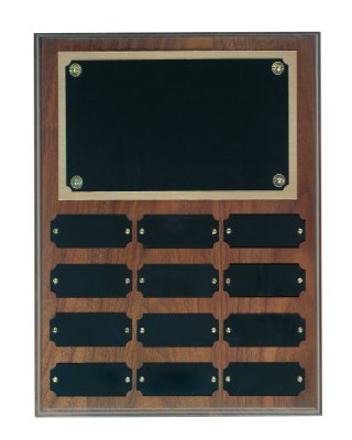 Engraved Genuine Walnut Perpetual Plaque - 9 x 12 in (12 plates)