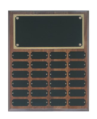 Engraved Genuine Walnut Perpetual Plaque - 12 x 15 in (24 plates)