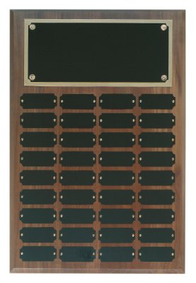 Engraved Genuine Walnut Perpetual Plaque - 12 x 18 in (36 plates)