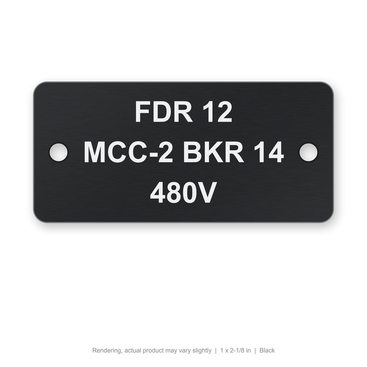 Laser-Marked Anodized Aluminum Cable Tag, 1 x 2-1/8 in, Black (rendering)