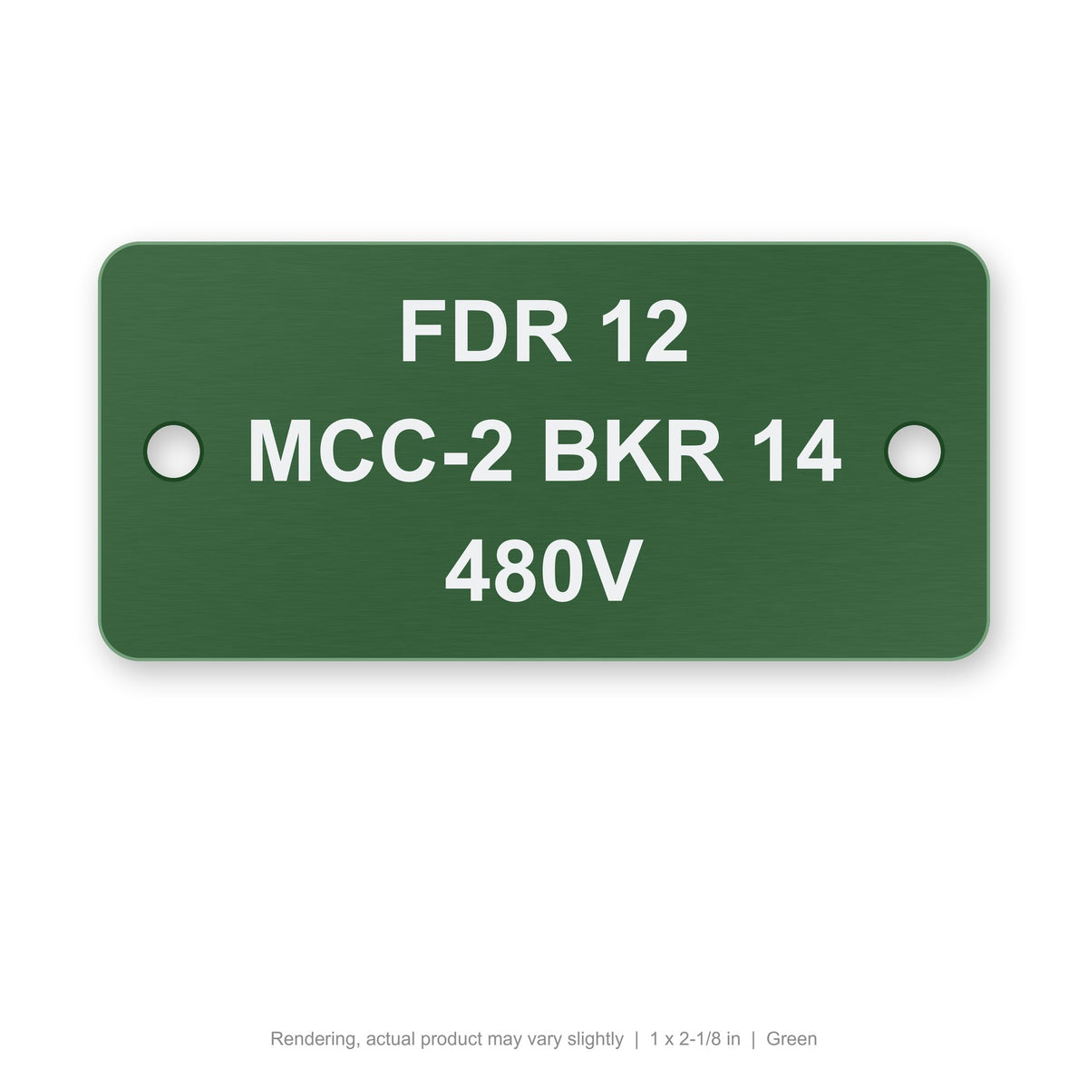 Laser-Marked Anodized Aluminum Cable Tag, 1 x 2-1/8 in, Green (rendering)