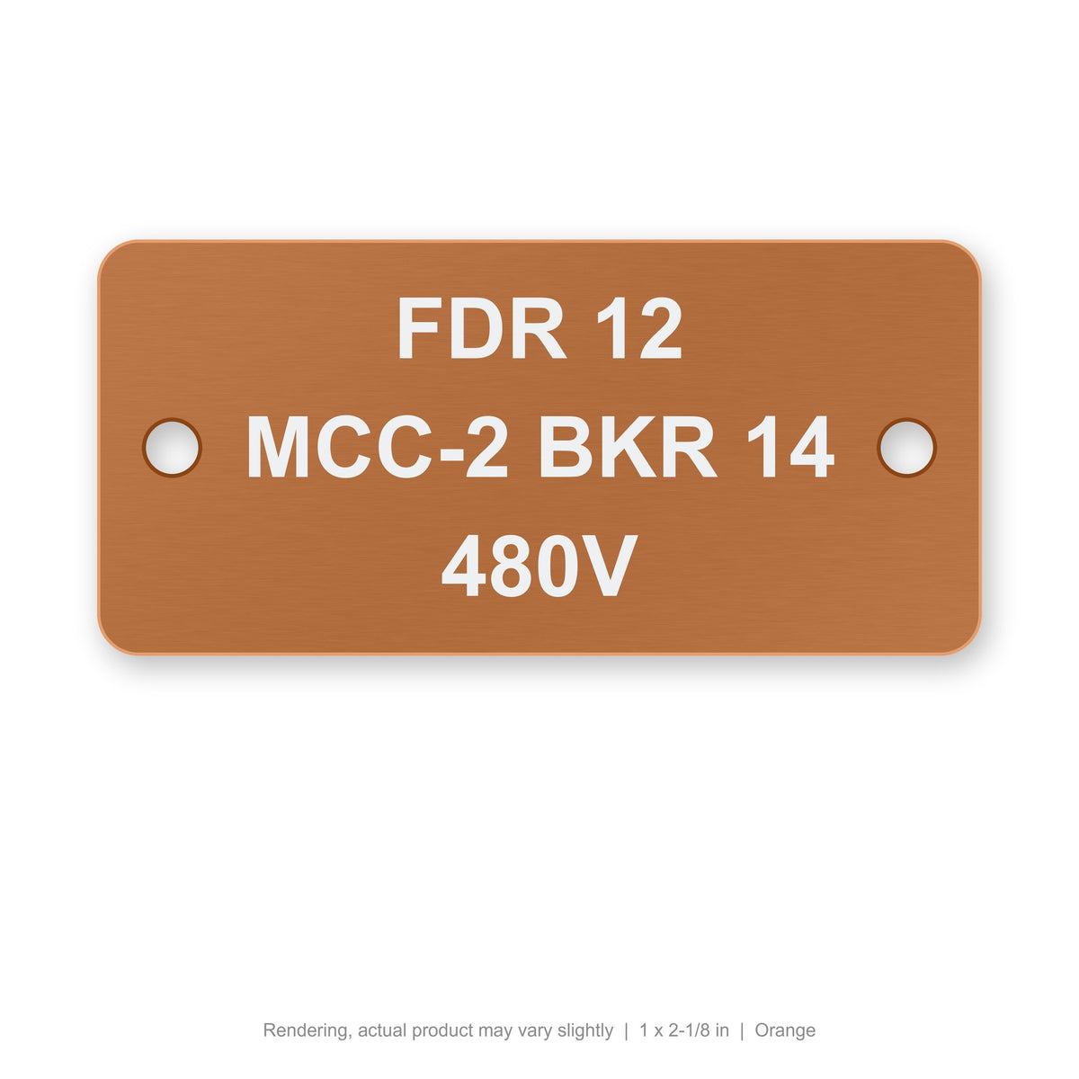 Laser-Marked Anodized Aluminum Cable Tag, 1 x 2-1/8 in, Orange (rendering)