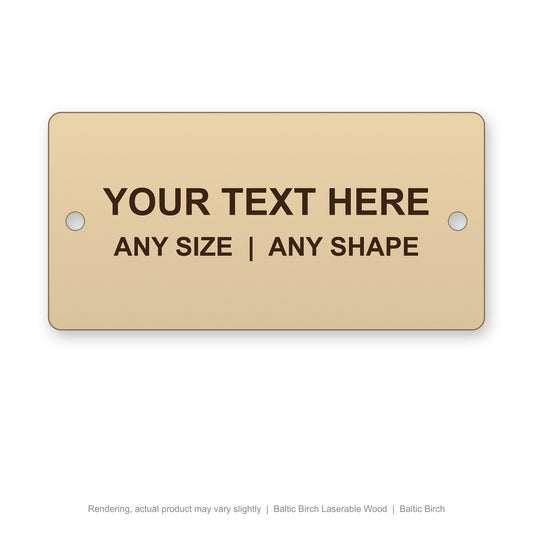 Baltic Birch Laserable Wood engraved plate (rendering)