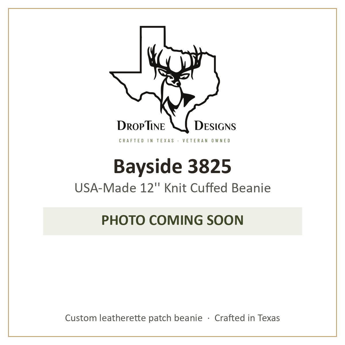 Photo coming soon: Bayside 3825 USA-Made 12'' Knit Cuffed Beanie