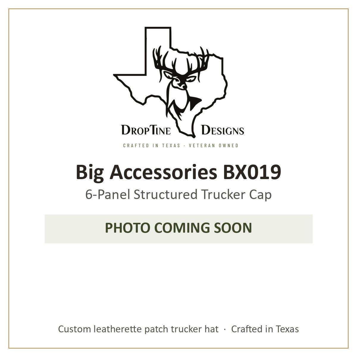Photo coming soon: Big Accessories BX019 6-Panel Structured Trucker Cap
