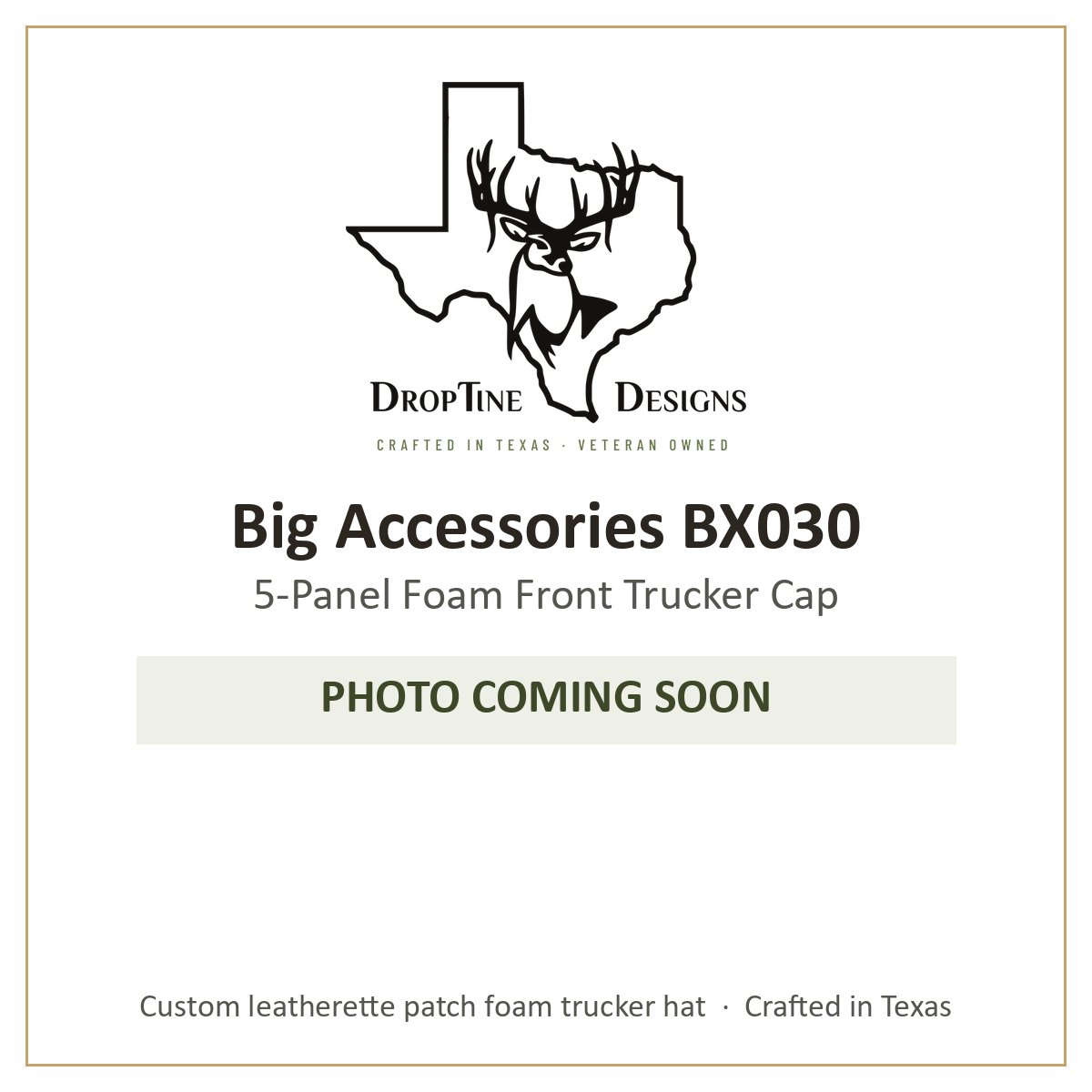 Photo coming soon: Big Accessories BX030 5-Panel Foam Front Trucker Cap