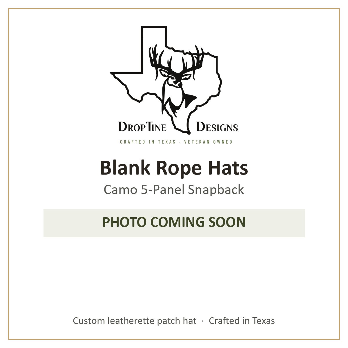 Photo coming soon: Blank Rope Hats Camo 5-Panel Snapback