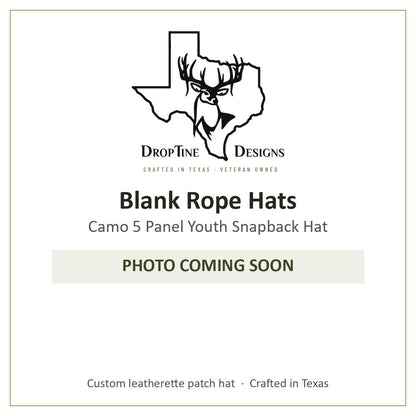 Photo coming soon: Blank Rope Hats Camo 5 Panel Youth Snapback Hat