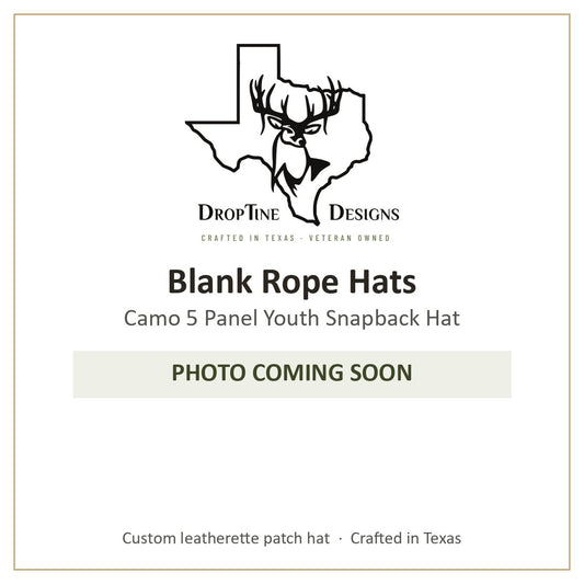 Photo coming soon: Blank Rope Hats Camo 5 Panel Youth Snapback Hat