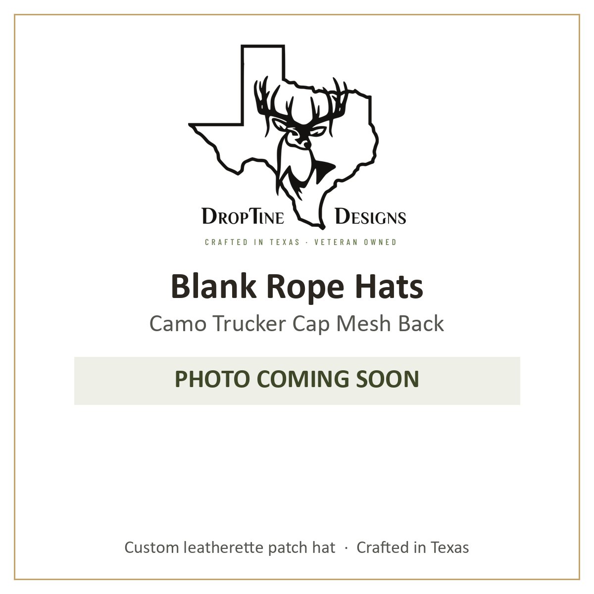 Photo coming soon: Blank Rope Hats Camo Trucker Cap Mesh Back