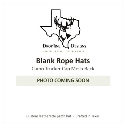 Photo coming soon: Blank Rope Hats Camo Trucker Cap Mesh Back