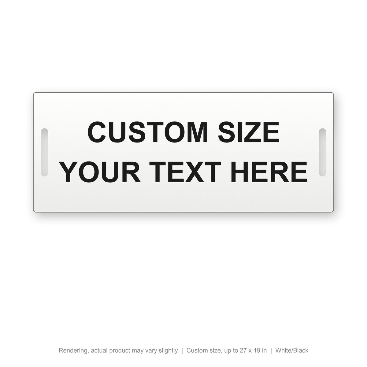 Engraved Cable Tag with Tie Slots (Phenolic-Style), custom size, White/Black (rendering)