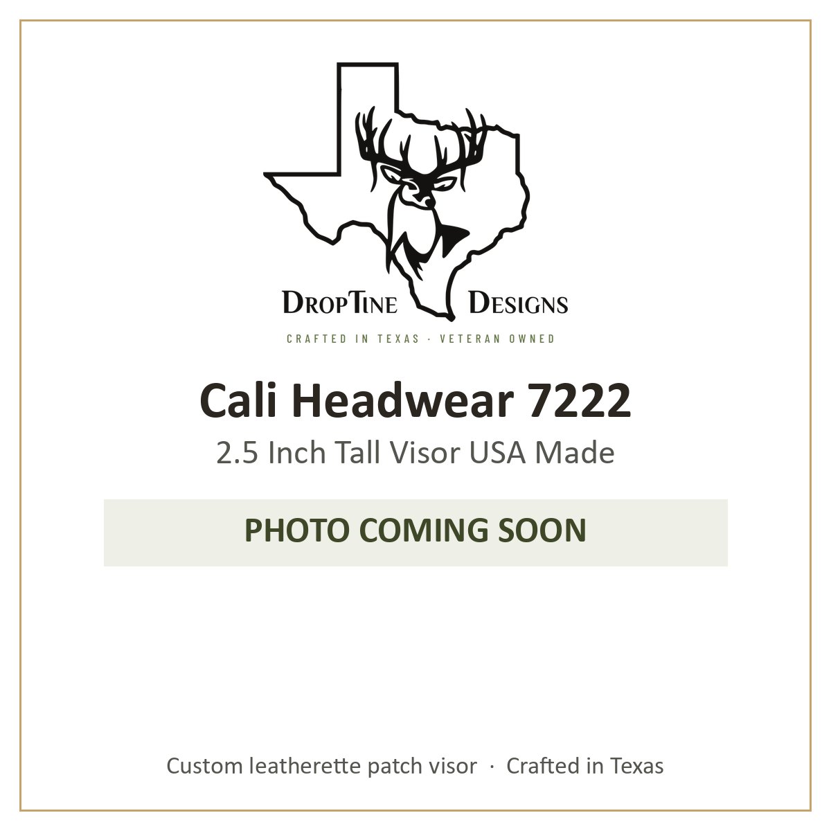 Photo coming soon: Cali Headwear 7222 2.5 Inch Tall Visor USA Made