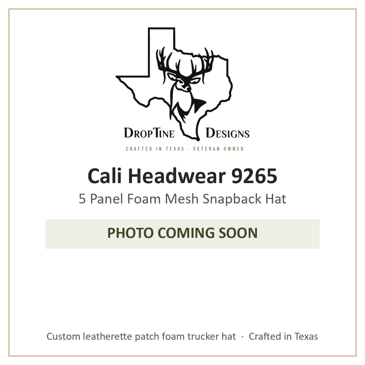 Photo coming soon: Cali Headwear 9265 5 Panel Foam Mesh Snapback Hat