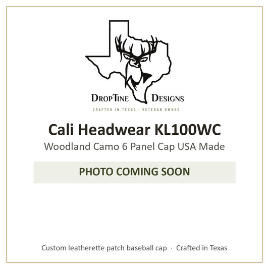Photo coming soon: Cali Headwear KL100WC Woodland Camo 6 Panel Cap USA Made