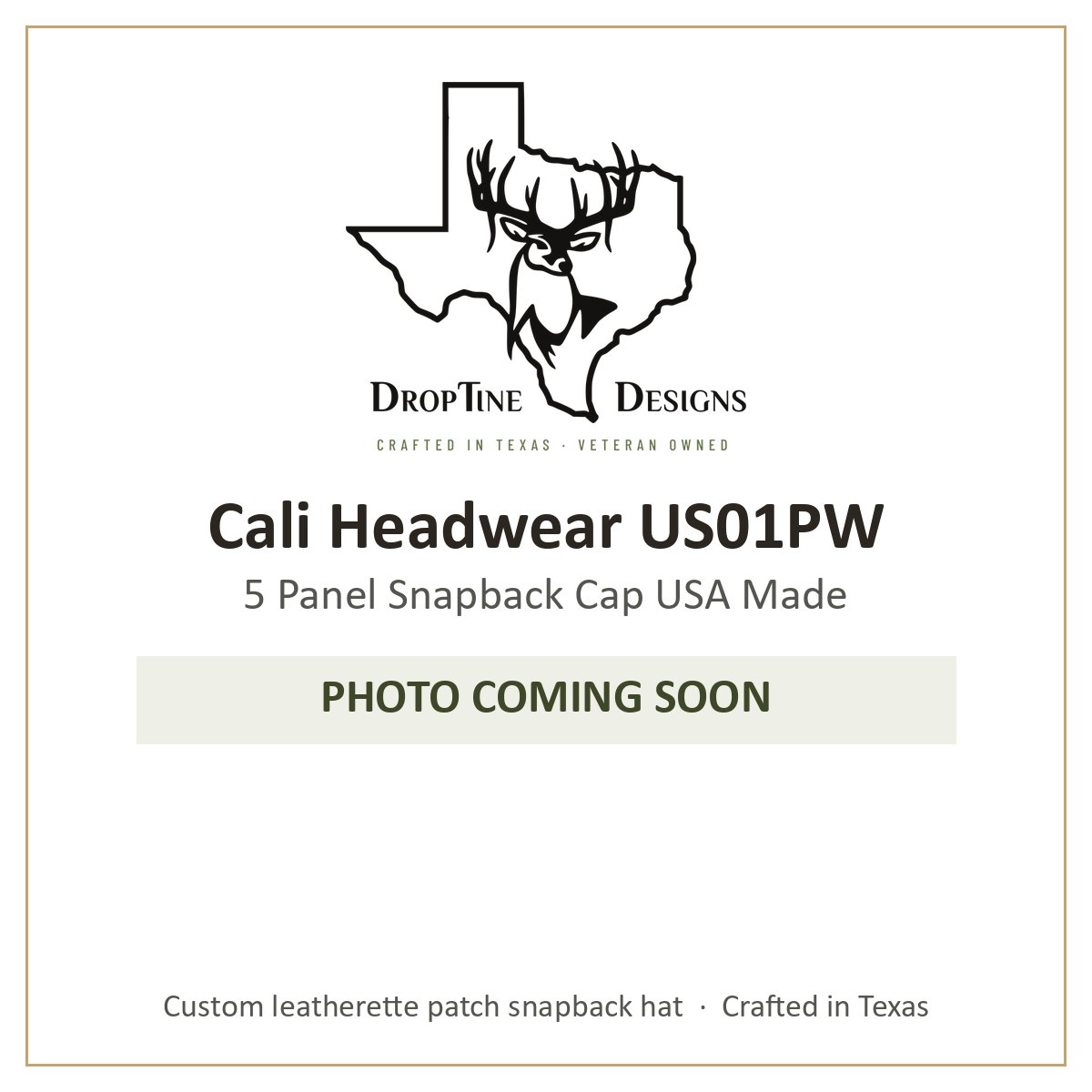 Photo coming soon: Cali Headwear US01PW 5 Panel Snapback Cap USA Made