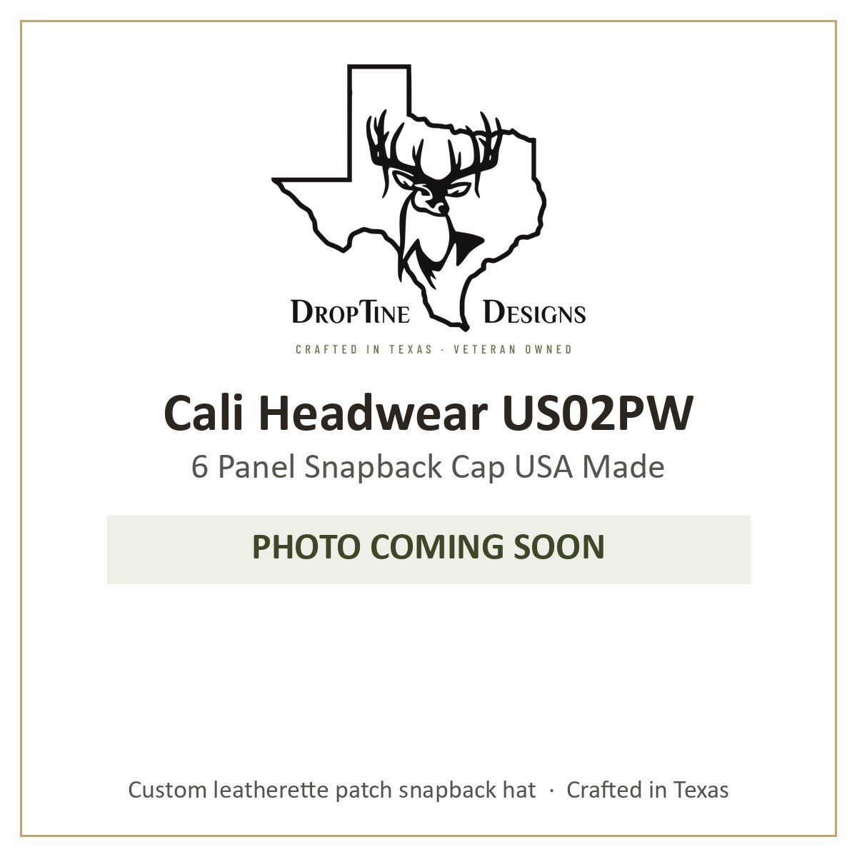 Photo coming soon: Cali Headwear US02PW 6 Panel Snapback Cap USA Made