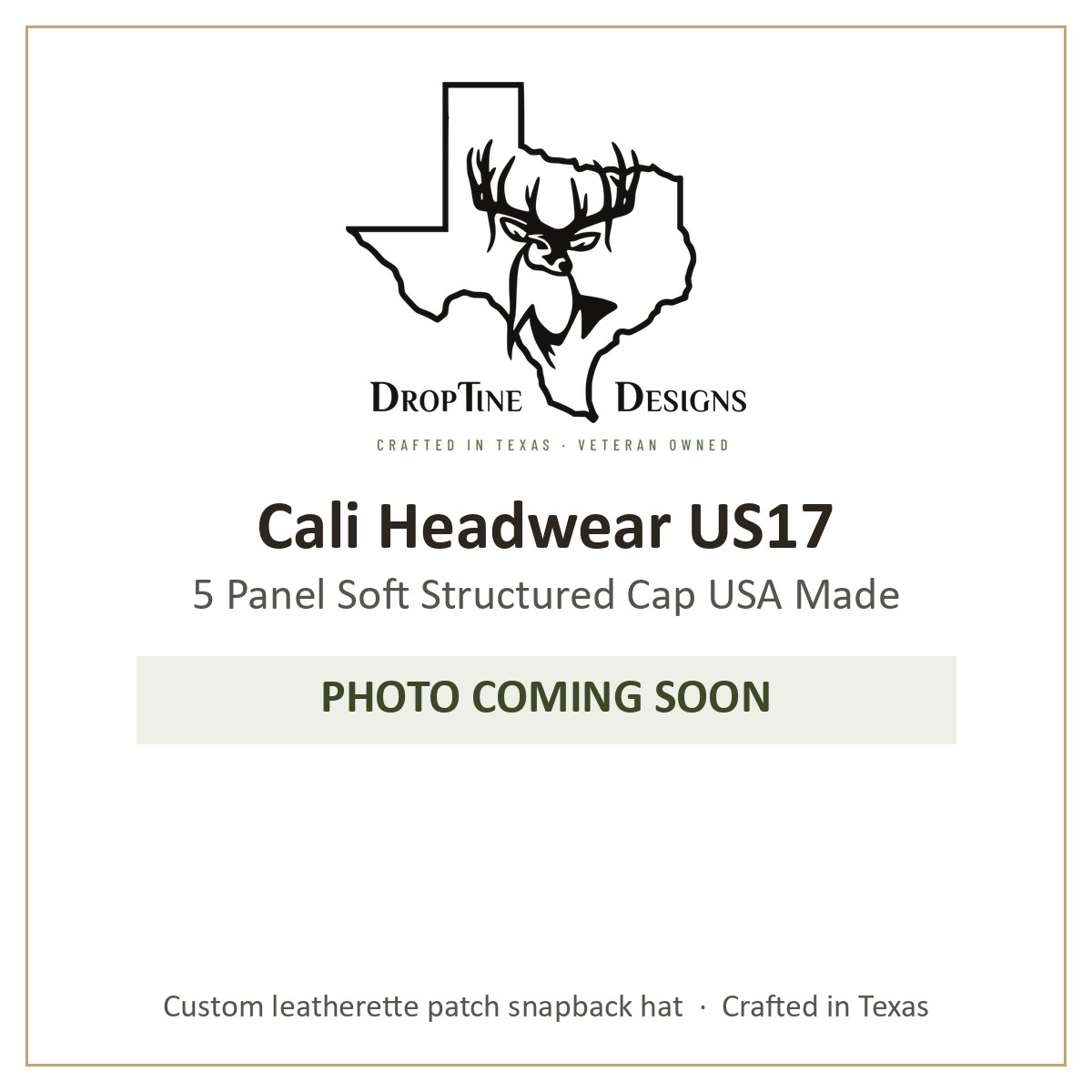 Photo coming soon: Cali Headwear US17 5 Panel Soft Structured Cap USA Made