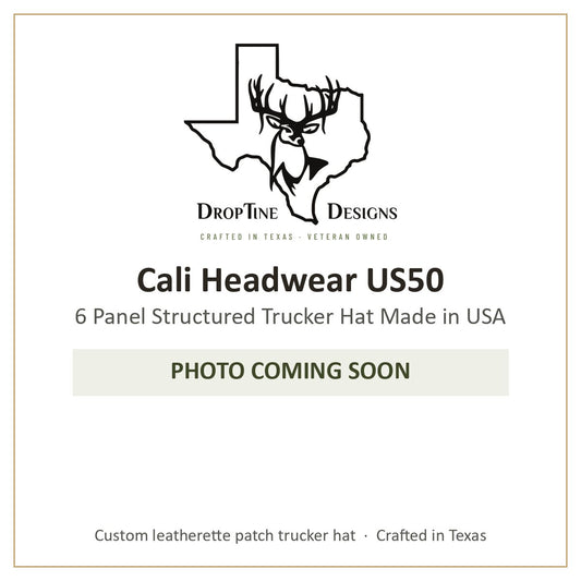 Photo coming soon: Cali Headwear US50 6 Panel Structured Trucker Hat Made in USA