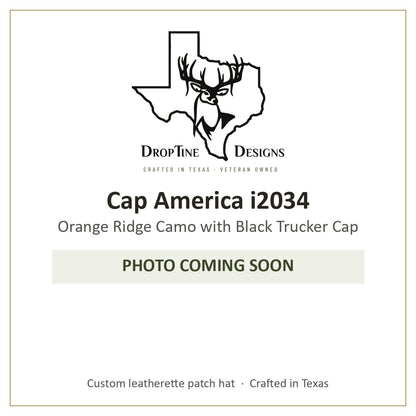 Photo coming soon: Cap America i2034 Orange Ridge Camo with Black Trucker Cap