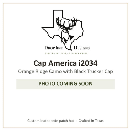 Photo coming soon: Cap America i2034 Orange Ridge Camo with Black Trucker Cap