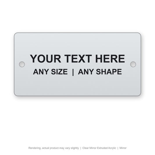Clear Mirror Extruded Acrylic engraved plate (rendering)