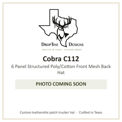 Photo coming soon: Cobra C112 6 Panel Structured Poly/Cotton Front Mesh Back Hat