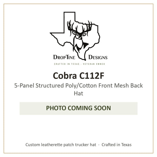 Photo coming soon: Cobra C112F 5-Panel Structured Poly/Cotton Front Mesh Back Hat