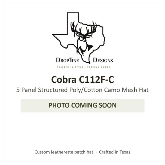 Photo coming soon: Cobra C112F-C 5 Panel Structured Poly/Cotton Camo Mesh Hat