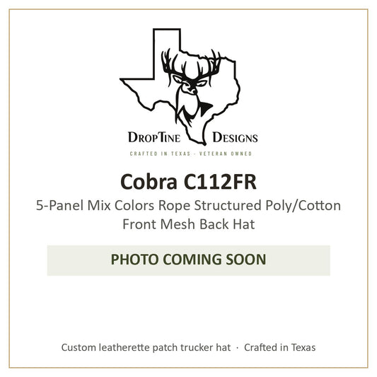 Photo coming soon: Cobra C112FR 5-Panel Mix Colors Rope Structured Poly/Cotton Front Mesh Back Hat