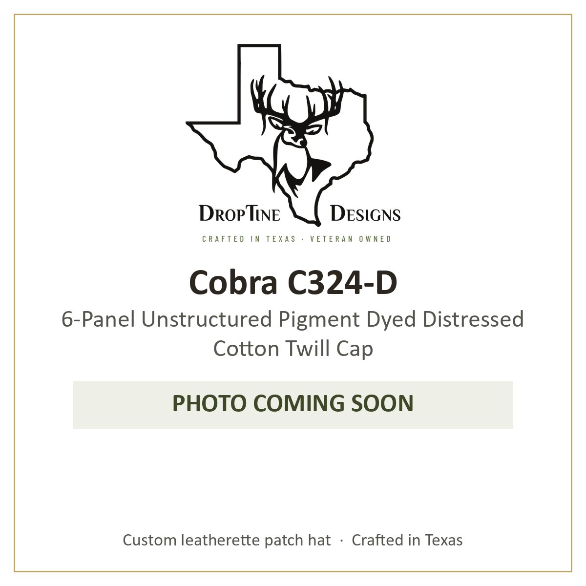 Photo coming soon: Cobra C324-D 6-Panel Unstructured Pigment Dyed Distressed Cotton Twill Cap