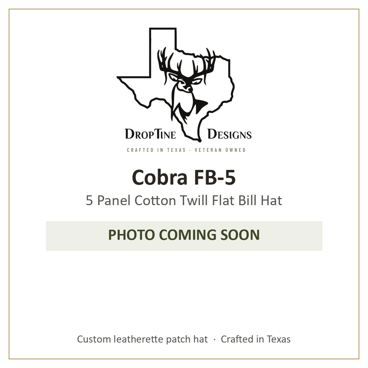 Photo coming soon: Cobra FB-5 5 Panel Cotton Twill Flat Bill Hat