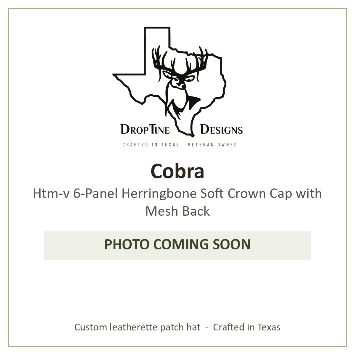 Photo coming soon: Cobra Htm-v 6-Panel Herringbone Soft Crown Cap with Mesh Back