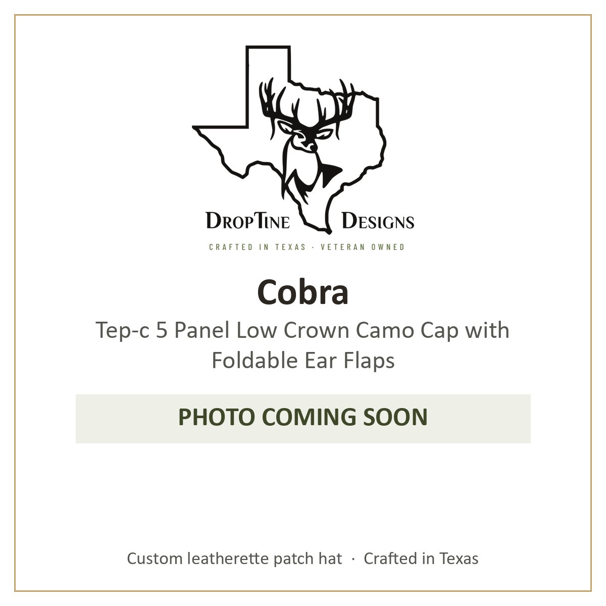 Photo coming soon: Cobra Tep-c 5 Panel Low Crown Camo Cap with Foldable Ear Flaps