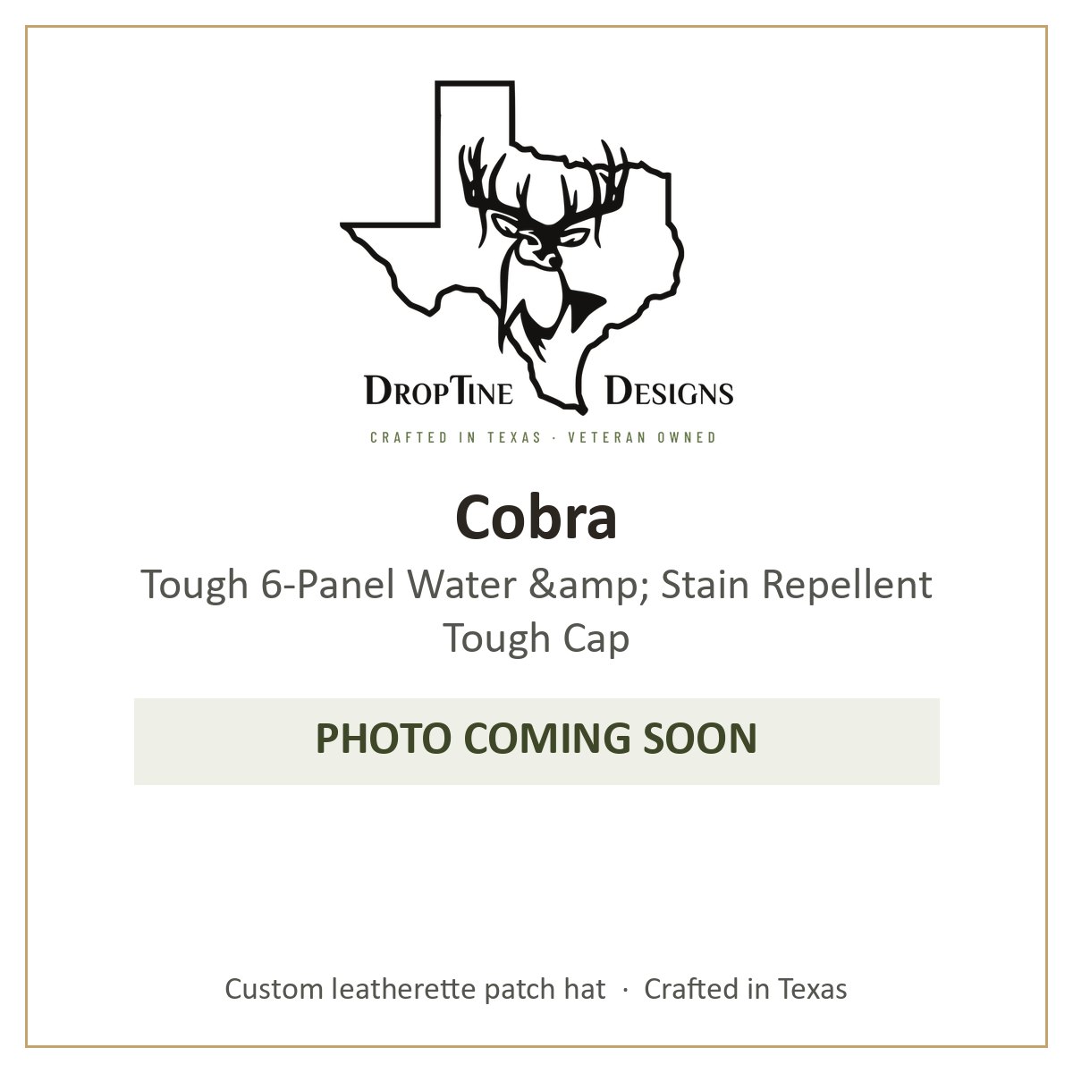 Photo coming soon: Cobra Tough 6-Panel Water &amp; Stain Repellent Tough Cap