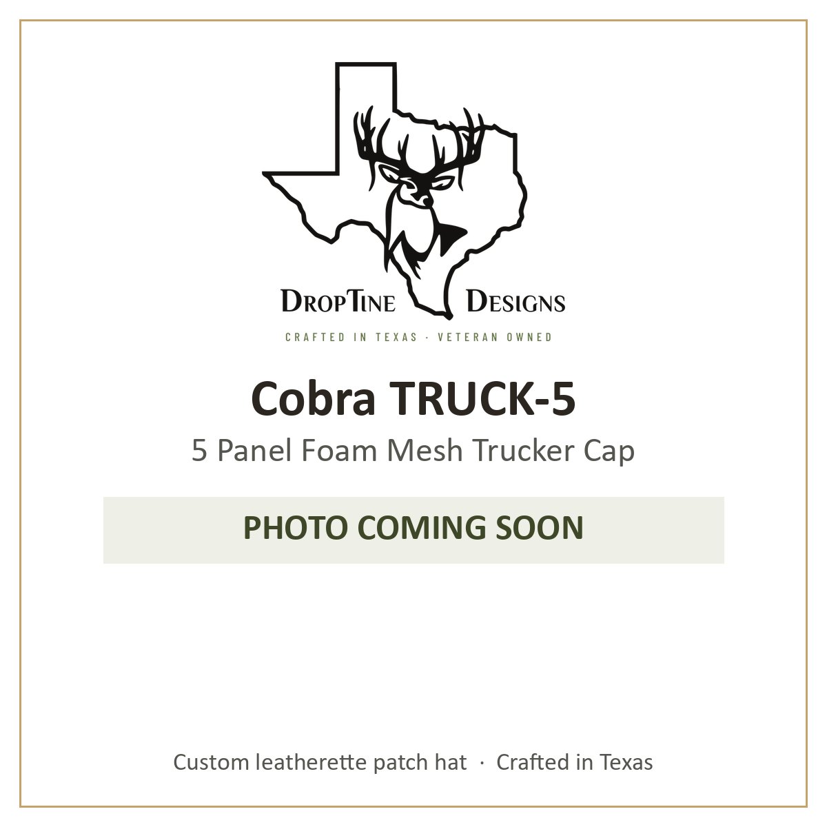 Photo coming soon: Cobra TRUCK-5 5 Panel Foam Mesh Trucker Cap